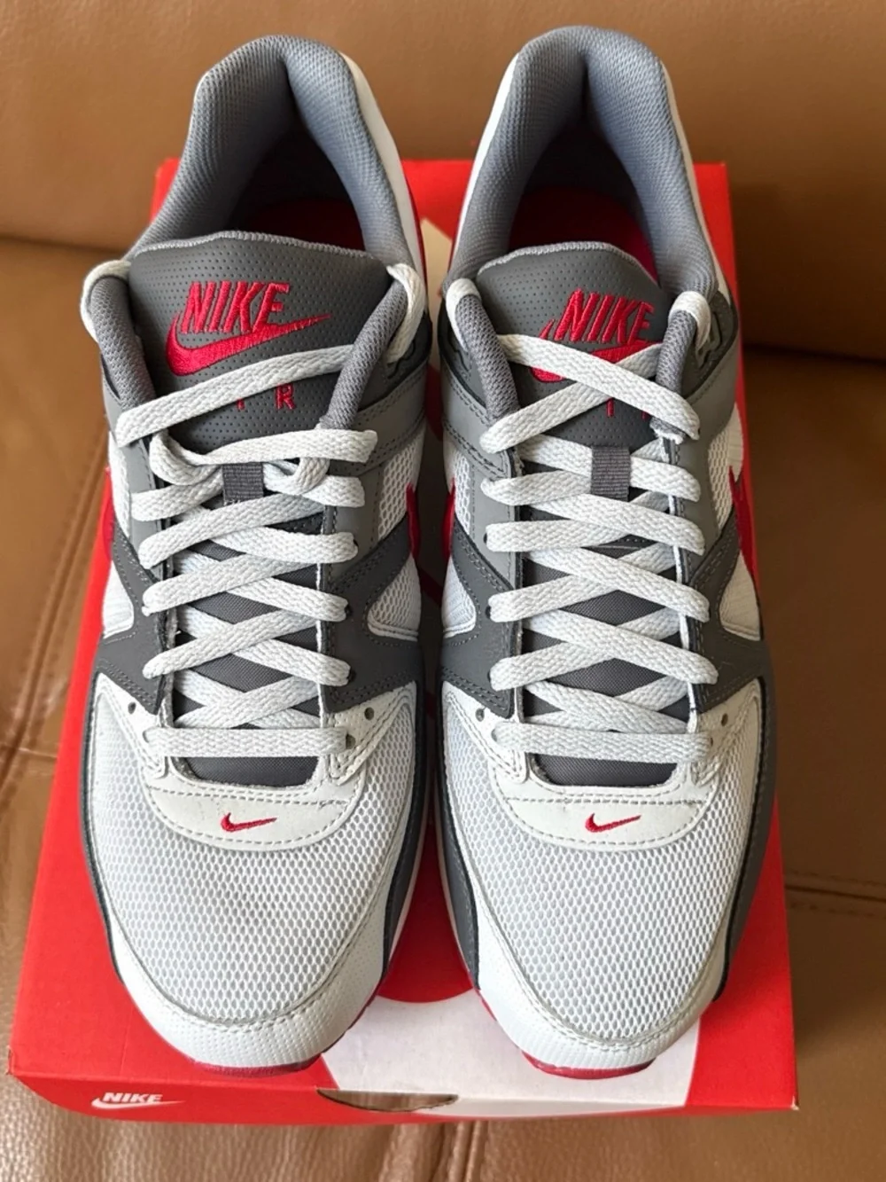 Nike Men’s Gray, White and Red Athletic Sneakers